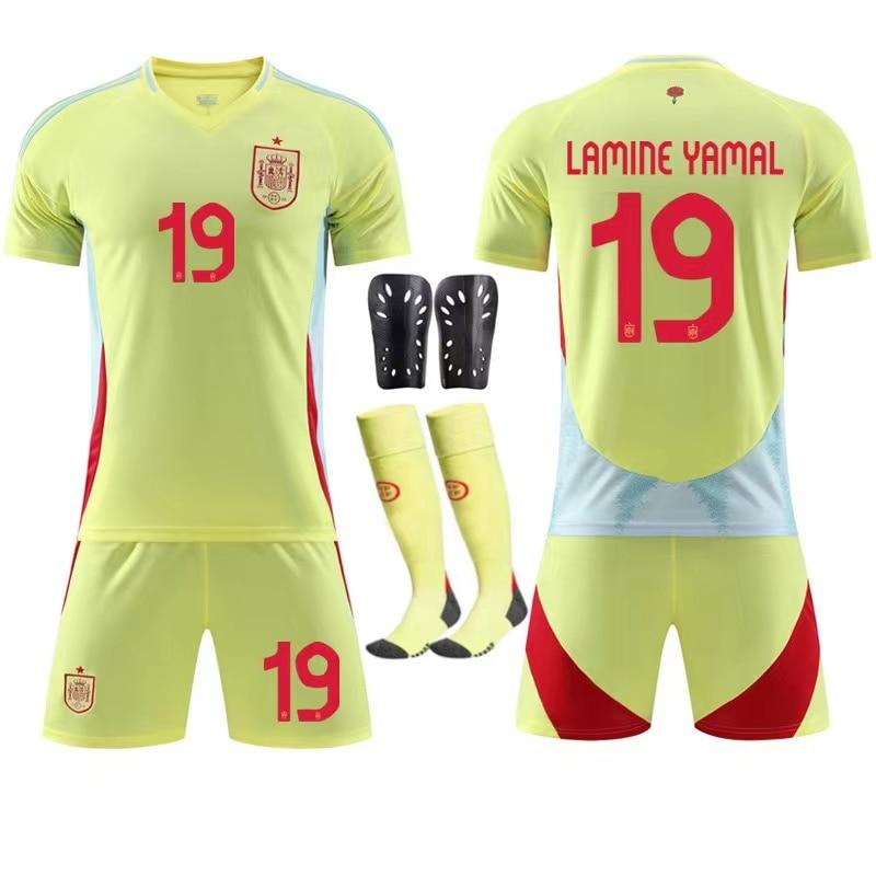 2024 European Cup Spain Lamine Yamal Home Fan Soccer Jersey, Polyester, Breathable, Quick-Dry, Comfortable
