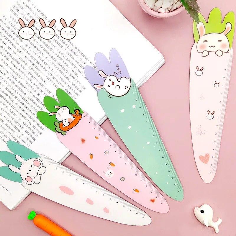 1 Piece Cute Carrot Bunny Stationery Cartoon Drawing Kitten Straight Plastic Ruler