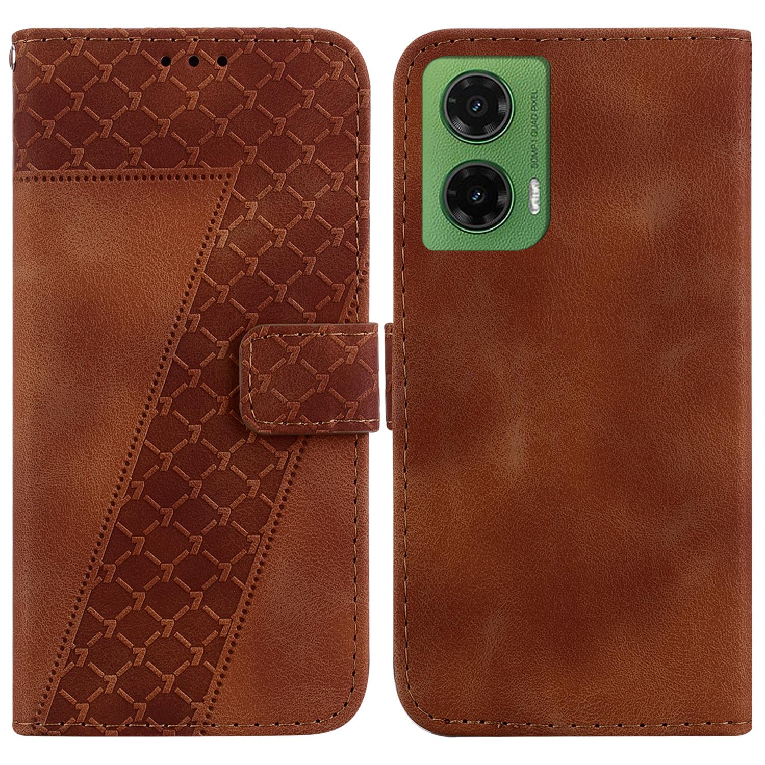 

For Motorola Moto G35 5G Stand Case 7-Shaped Pattern Imprint Leather Phone Cover B