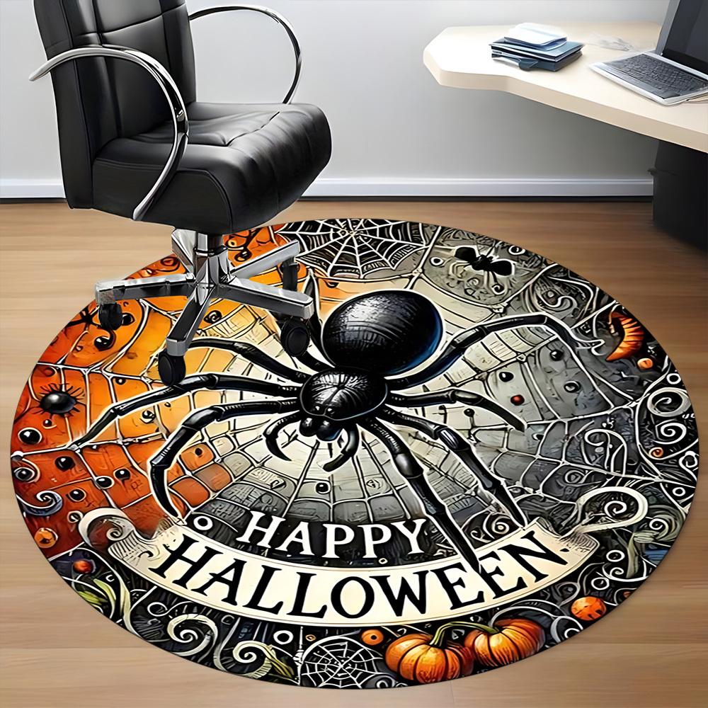 1pc Halloween Spider Decorations Chair Carpet for Office, Soft Comfortable Mat For Office, Living Room, Bedroom, Machine Washable Carpet yy251112073