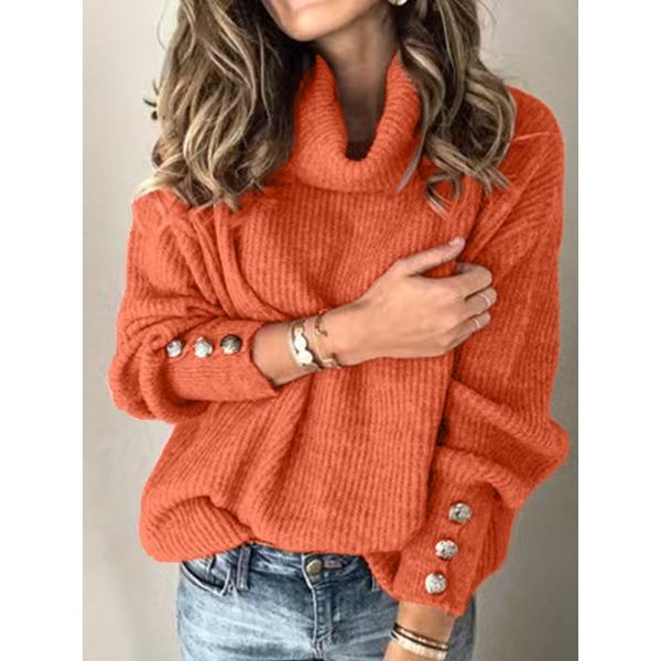 Autumn and Winter High Collar Knitted Sweaters Solid Color Women's Sweaters