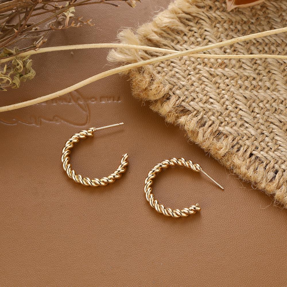 Earrings, Fashion Trend Plain Ring Gold Twist Twist C-Earrings Earrings Earrings Earrings Women'S