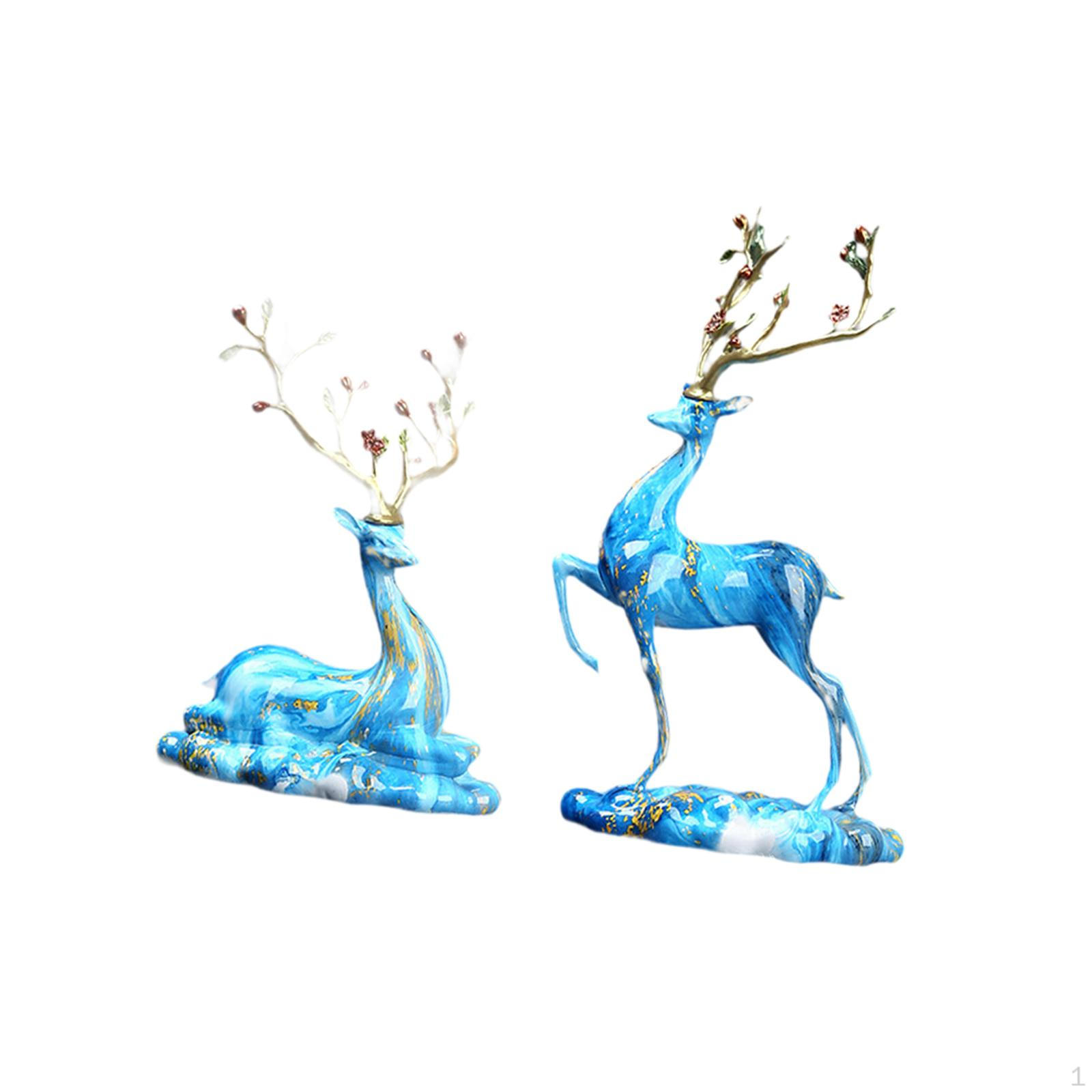 

2 шт. Статуэтка оленя Орнамент Европейские статуэтки животных Лось Смола для офисной подставки для дисплея Спальня