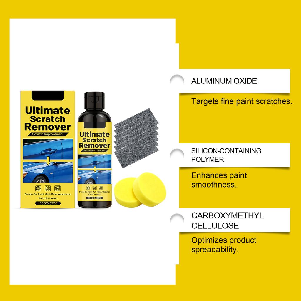 Ultimatives Kratzerentferner-Set 100 ml mit 2 Schwämmen und 6 Nanotüchern zur Reparatur von Kratzern auf der Fahrzeugoberfläche und zur Lackanpassung Einfache Anwendung
