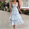 Elegant and Refined Floral Halter Cake Dress for Women's Spring and Summer