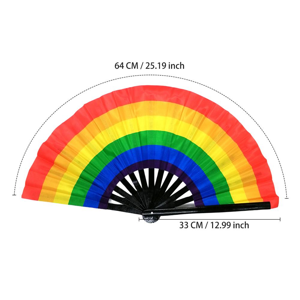 Rainbow Fan Rainbow Rave Hand Fan Rainbow Hand Held Folding Fan Chinese and Japanese Handheld Fan Dancing Fan Fold Hand Fan