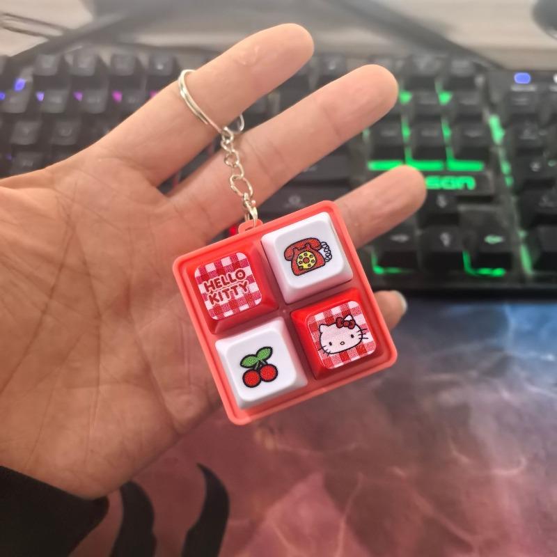 Cartoon ***Hello Kitty LED Light Fidget Toy Keychain, Cute Mini Keyboard Press Pendant, Kawaii Bag Charm Stress Relief Gift Present 2026