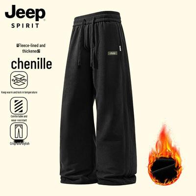 JEEP SPIRIT Men's Thickened Fleece-Lined Casual Pants