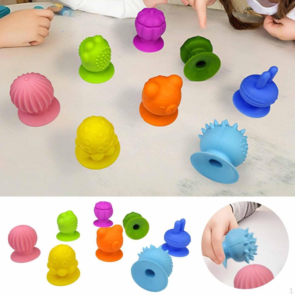 8x Silicone Sensory Fidget Toys Quiet Kids Accessories Soft Educational Suction for