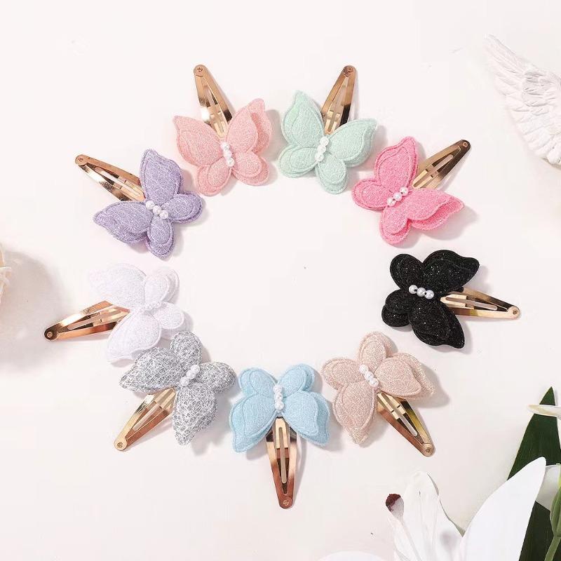 4-teiliges/Set Schmetterling Haarspangen Set für Mädchen Doppellagige Schleife Niedliche Pony Haarspange Baumwolle Sicher Kinder Baby Haarschmuck Set