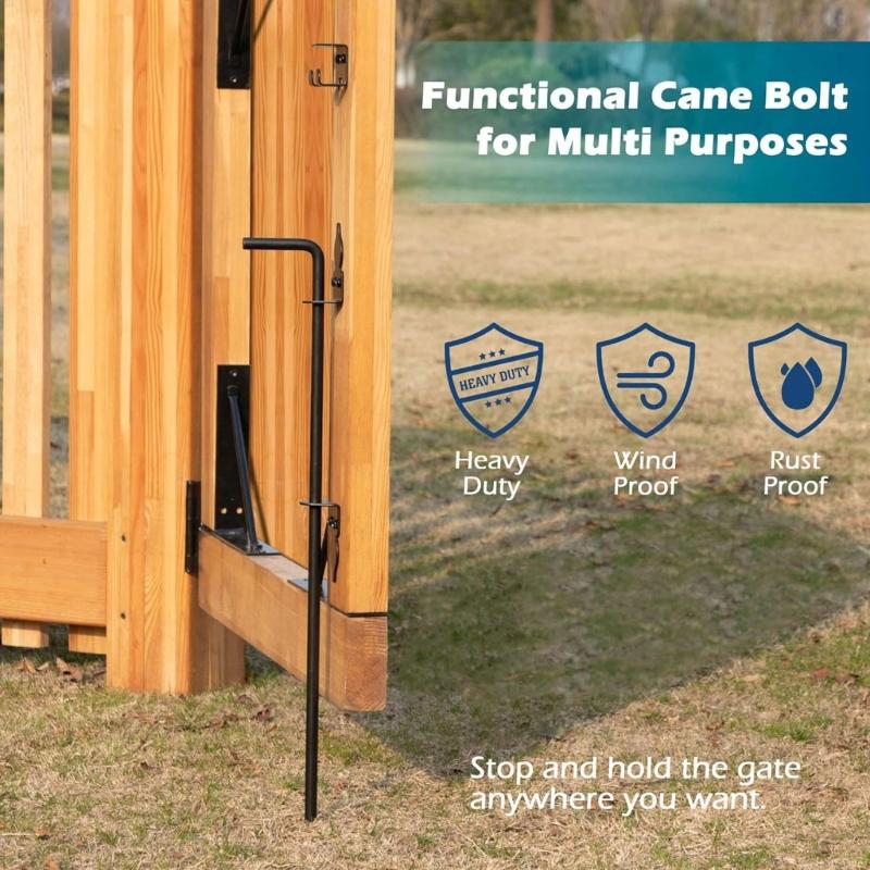 24in Gate Rod Bolt Set in Metal with Mount Plates and Ready Holes for Yard Fence Side Entry Hardware for Property Use