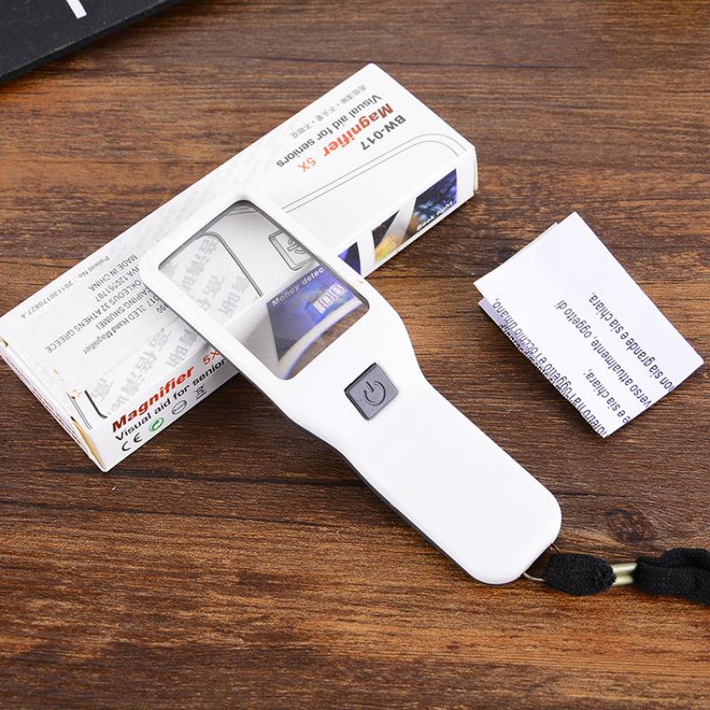 2X Loupes Multicolor Handheld Portable Reading Magnifier with Money Detector Uv with Led Pocket Magnifying Glass for Inspecting