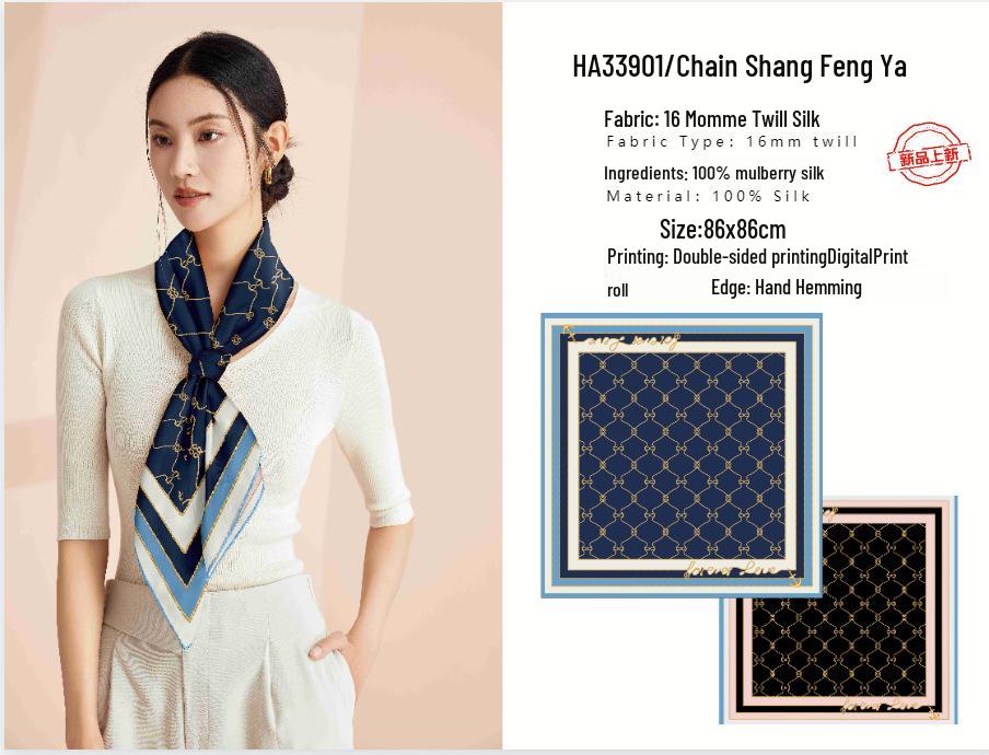 Versatile Double-Sided 100% Mulberry Silk Scarf, 16 Momme Twill, Luxury Style for Autumn/Winter