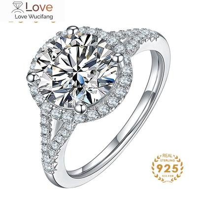 Classic Silver Moissanite Ring For Charm Lady With 1ct 6.5mm Real Moissanite Gemstones Entanglement  Wedding Gift