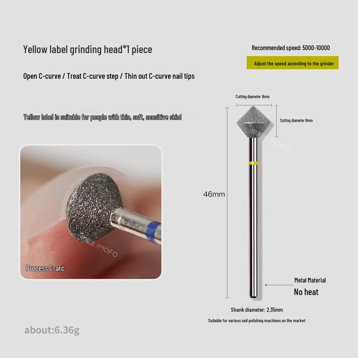 

Diamond Grit Nail Grinding Head for C-Curve, Crystal Gel Tips Shaping, and Dead Skin Removal