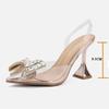 Frühling Schleife Kristall Designer Pumps Damen PVC Transparent Hohe Absätze Sexy Spitze Zehenpartie Party Abschlussball Mules Schuhe