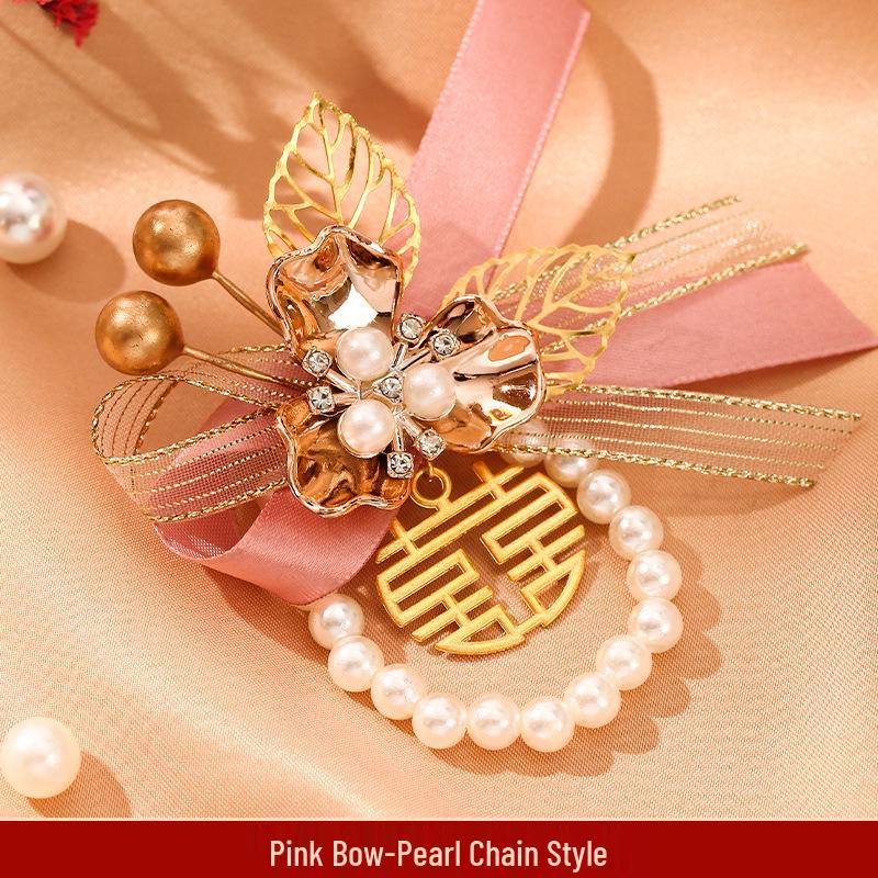 

Розовый бутоньерка-браслет для подружки невесты - Аксессуар для свадебной команды