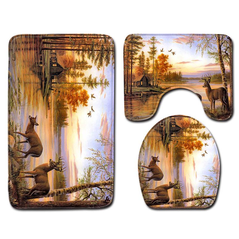 Animal Tree Print Bathroom Decorative Carpet Non-Slip Floor Mat Door Mat