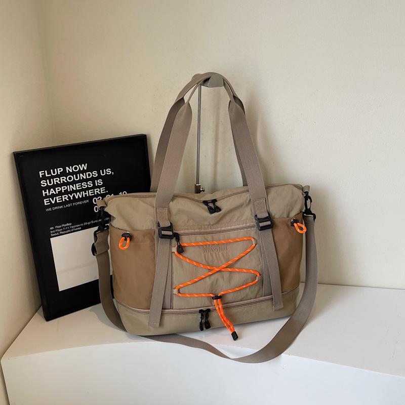 

Дорожная сумка большой вместимости, можно установить на ручку чемодана, спортивная сумка для фитнеса, независимое отделение для обуви, портативная наплечная сумка-мессенджер хаки