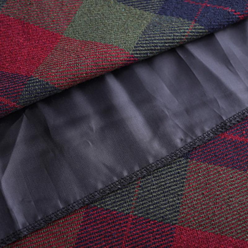 Long Skirt Women's Autumn Woolen Half Skirt A-line Skirt Big Swing Skirt Vintage Plaid Long Skirt