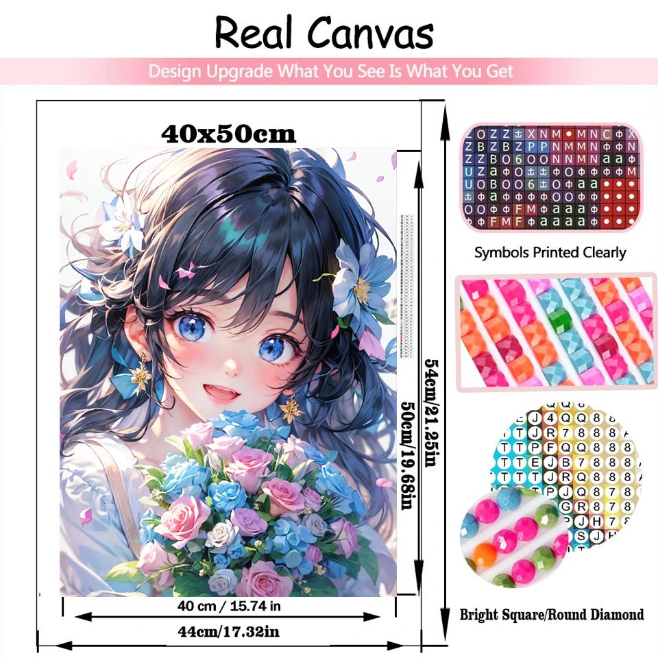 DIY Алмазная картина Мультфильм Цветочница Полная Алмазная мозаика Вышивка Мечта Крест Вышивка Набор Искусство Домашнее украшение