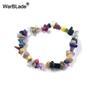 Natural Gemstone Chip Bracelet Amethyst Irregular Stone Beaded Stretch Bangle for Women