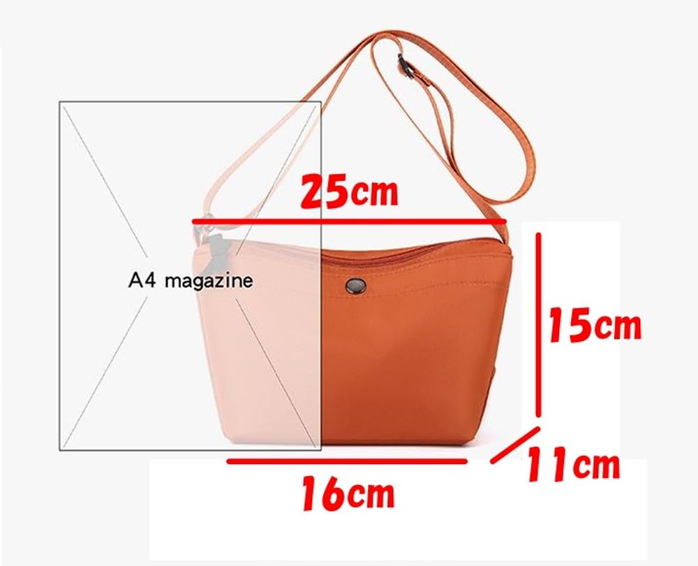 Beatus Basic Nylon Shoulder Bag, Compact Mini Bag for Women, Supple Nylon Fabric (Black)