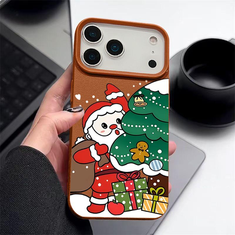 Świąteczny prezent Etui na telefon dla iPhone Air 17 16 Pro Max 15 14 13 12 Pro Max 11 16e Wstrząsoodporne Miękkie Silikonowe Pokrowiec z Teksturą Skóry