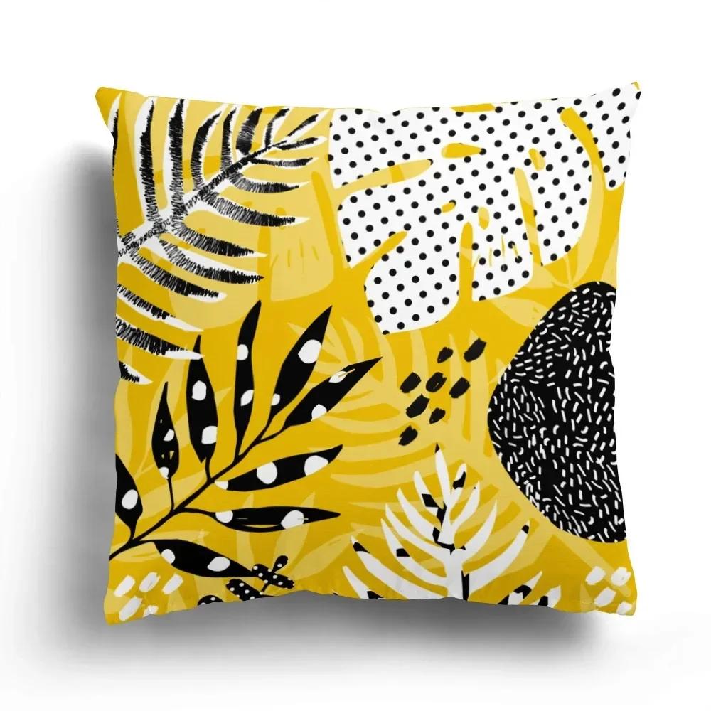 Office Sofa Car Cushion Cover Luxury Home Decoration Pillow Cover Creative Leaves Tropical Plant Pattern