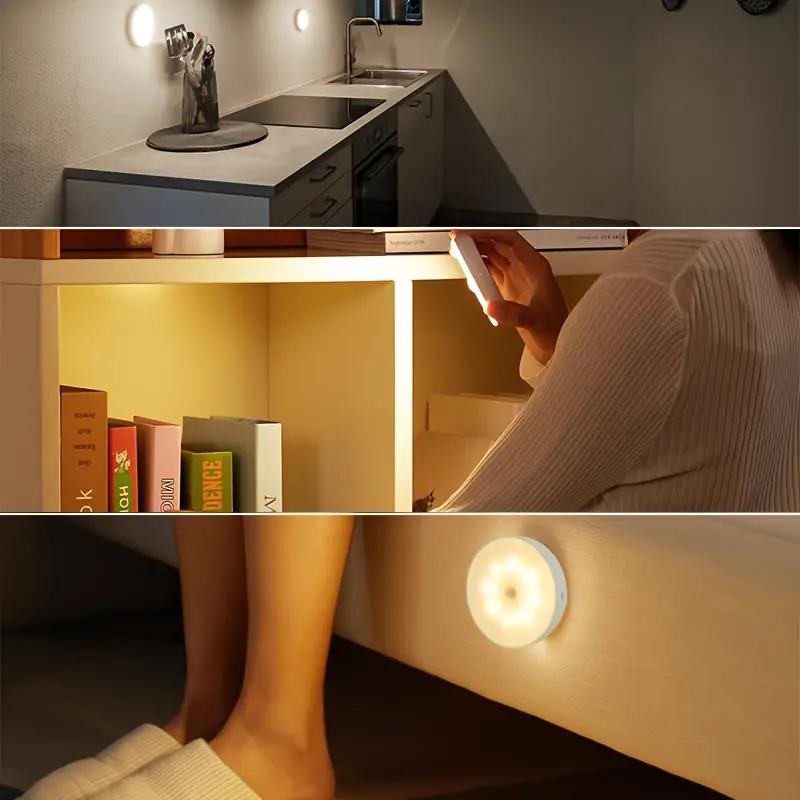 3pcs Motion Sensor LED Night Light USB Rechargeable Night Lamp for Kitchen Cabinet Wardrobe Lamp Staircase Wireless Closet Light