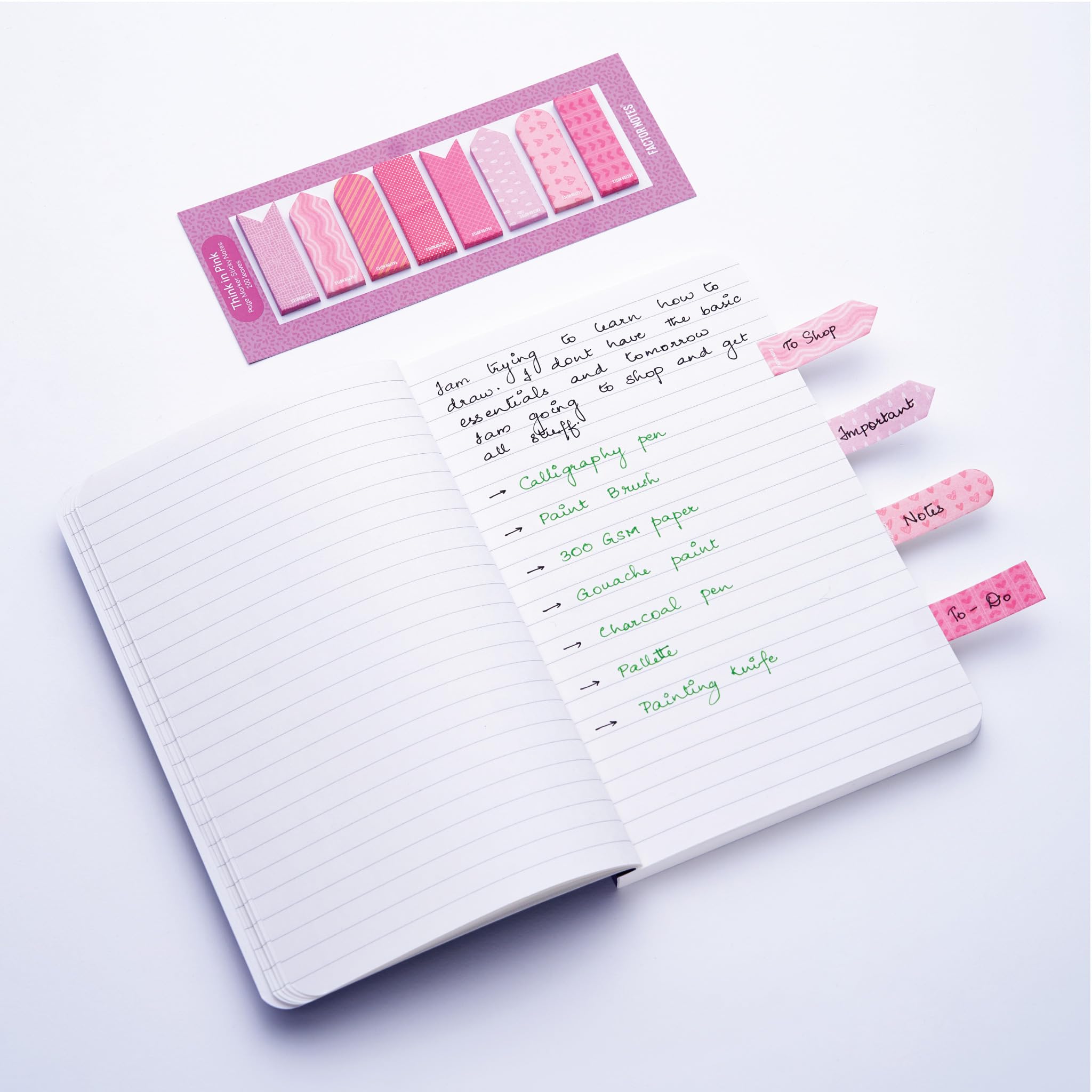 Factor Notes Sticky Notes (Think In Pink) 2.95 x 7.08 inches розовый