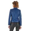 SKINOUTFIT Sexy Women's Blue Biker Jacket Genuine Lambskin Leather Slim Fit Motorcycle Coat