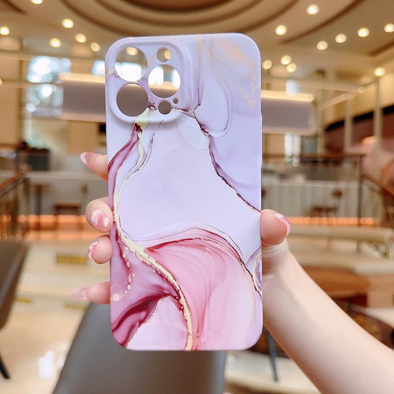 For IPhone15 Marble Mobile Phone Case Ins for Apple 14promax Film All-inclusive Mobile Phone Case