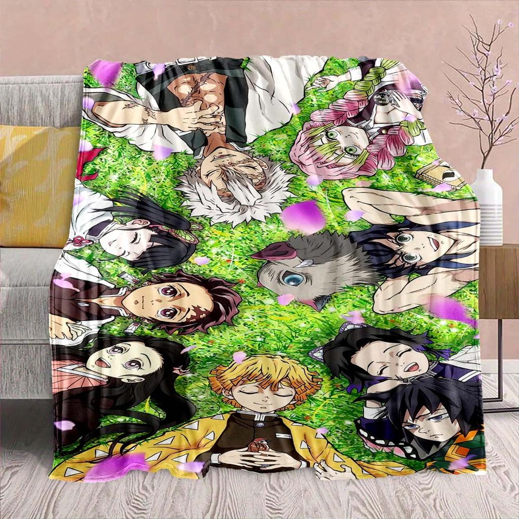 Demon Slayer Anime Flanelldecke - Weich Warm Perfekt für Sofa, Bettwäsche Camping Reise Büro Heimdekor -QJY