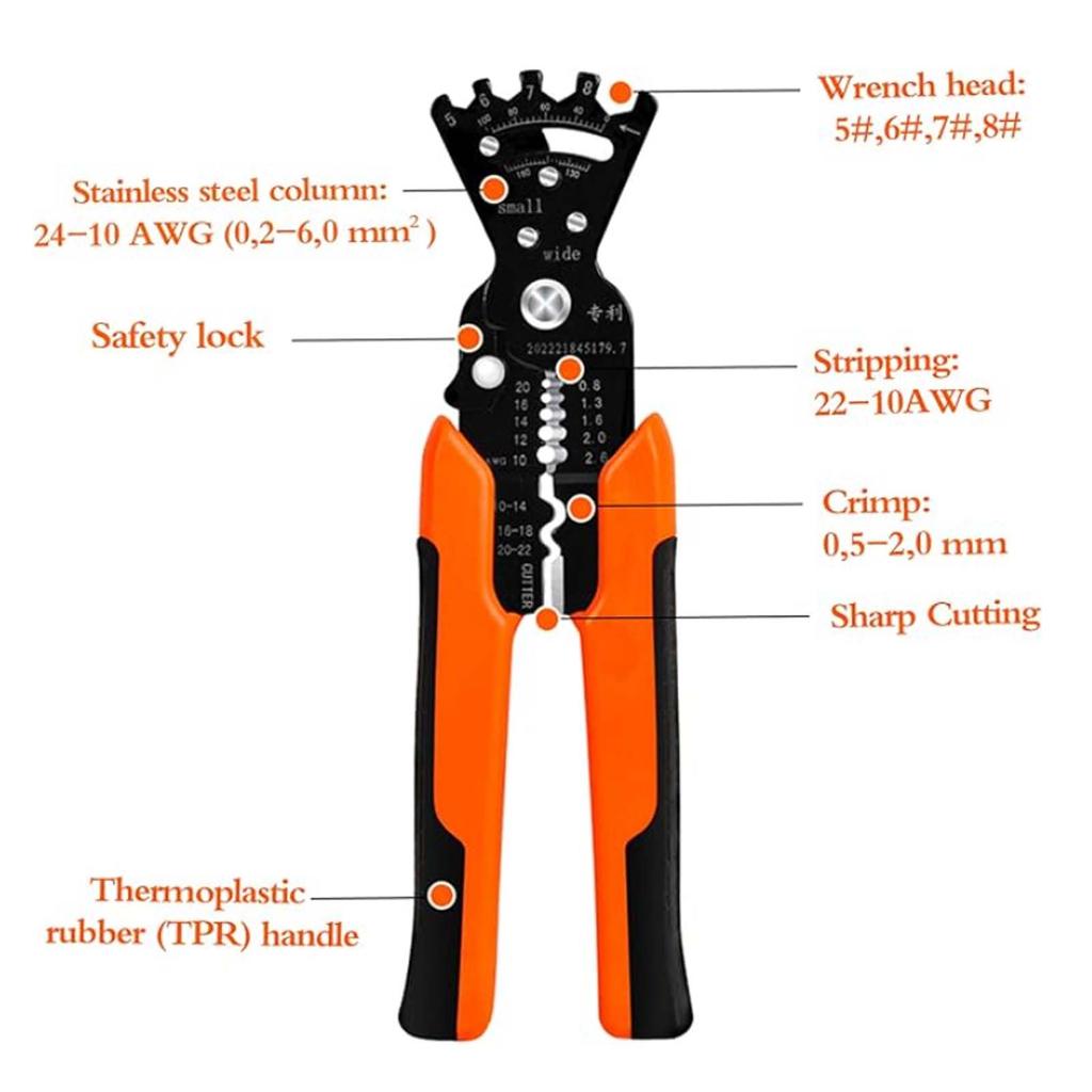 Multifunctional Wire Stripping Pliers, Industrial Grade Electrician Special Wire Bending Crimping Wire Peeling Cutting Pliers