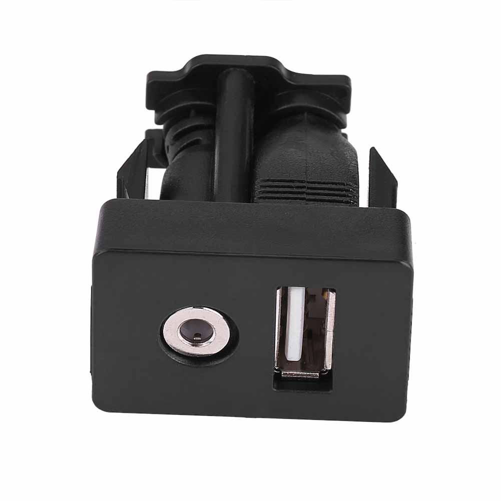 Car Boat Dash Flush Mount USB Port 3.5mm AUX Jack Extension Cable   Mounting Panel