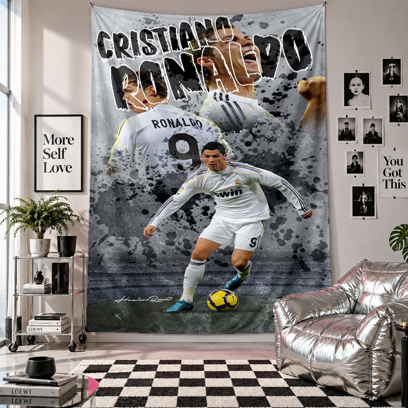 Cristiano Ronaldo Duvar Kilim Ev Dekorasyonu Yatak Odası Oturma Odası Arka Planı için Duvara Asılan Kumaş