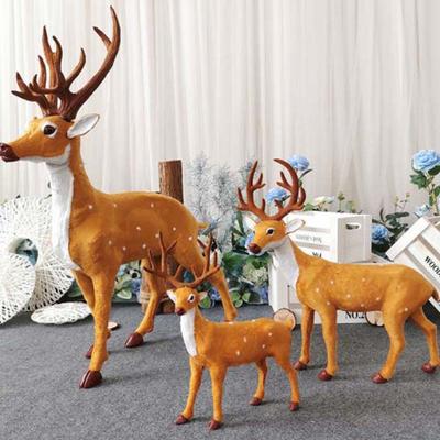 1 Pcs Handmade Simulation Deer Creative Plush Elk Miniature Figurine Cartoon Design Reindeer Ornament