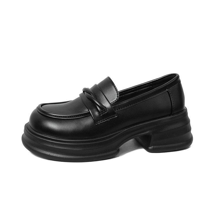 

Lefou Shoes Женская обувь Весенние туфли Маленькие кожаные туфли в британском стиле Черные женские туфли с толстой подошвой 35