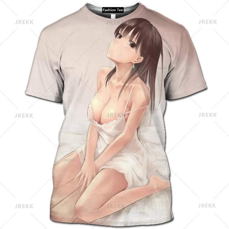 Japan Anime Kawaii T Shirt 3D Printed Sexy Senpai Girl Short Sleeved Hentai Bikini Ropa Hombre Men Casual Cosplay Loli Waifu Tee