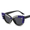 Elegant Diamond Cat Eye Sunglasses Women Fashion Trendy Crystal Big Frame Vintage Sun Glasses Female