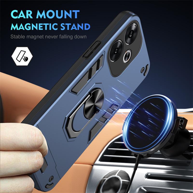 For Xiaomi Poco F6 5G Case Armor Magnetic Holder Ring Shockproof Phone Case For Poko Little F6 F 6 PocoF6 Lens Protective Cover