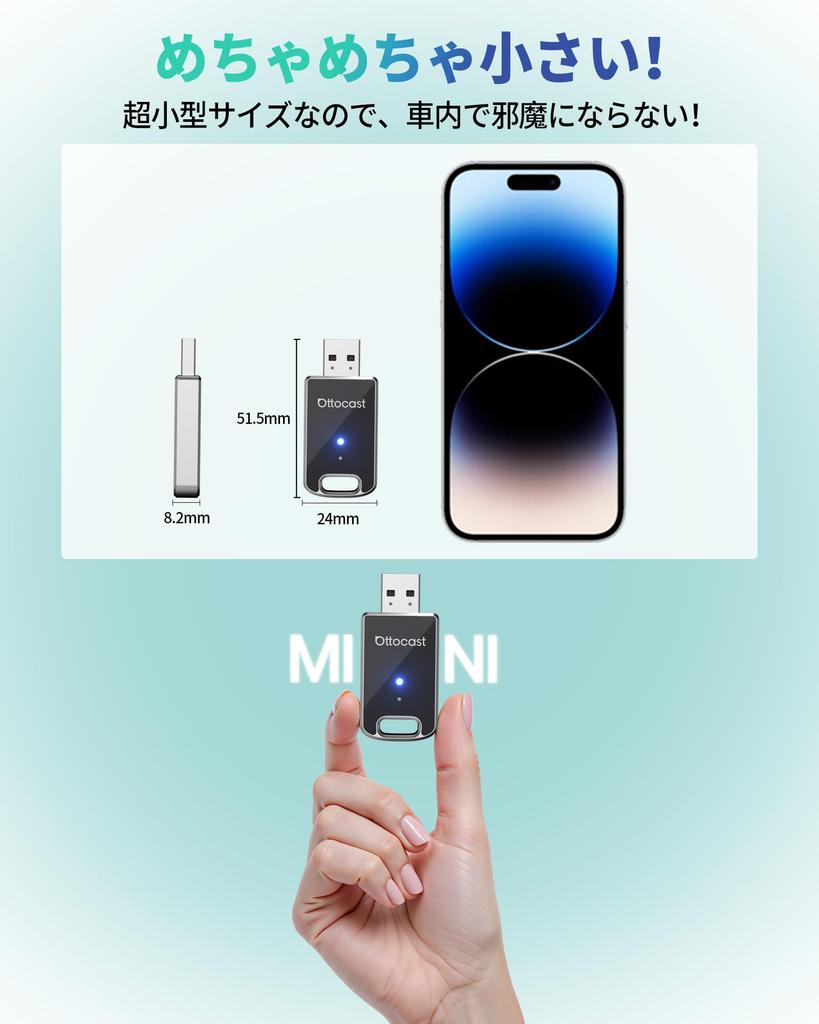 Ottocast MINI Ottocast New Mini CarPlay Android Auto Wireless USB Car Adapter 2025 Latest Android Auto CarPlay Wireless Connection Receiver Compatible