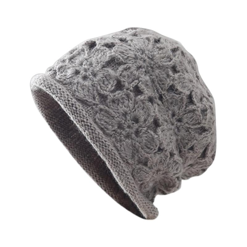 

Women Crochet Flower Female Knitted Hat Multifunction Portable Head Decorations for Indoor Outdoor Traveling Camping сірий колір