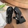 Fashion Women's Shoes Fashion Loafers Round Toe Buckle Platform High Heels Shoes PU Leather British Retro Dresses French Mary Jane Shoes
