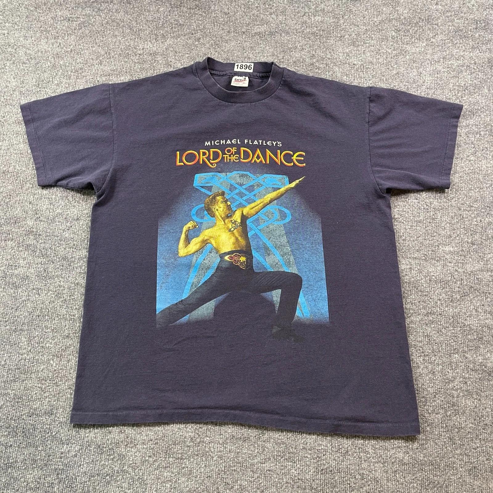 

Vintage 90s Michael Flatleys Lord Of The Dance Shirt XL 23x27 Navy Blue L