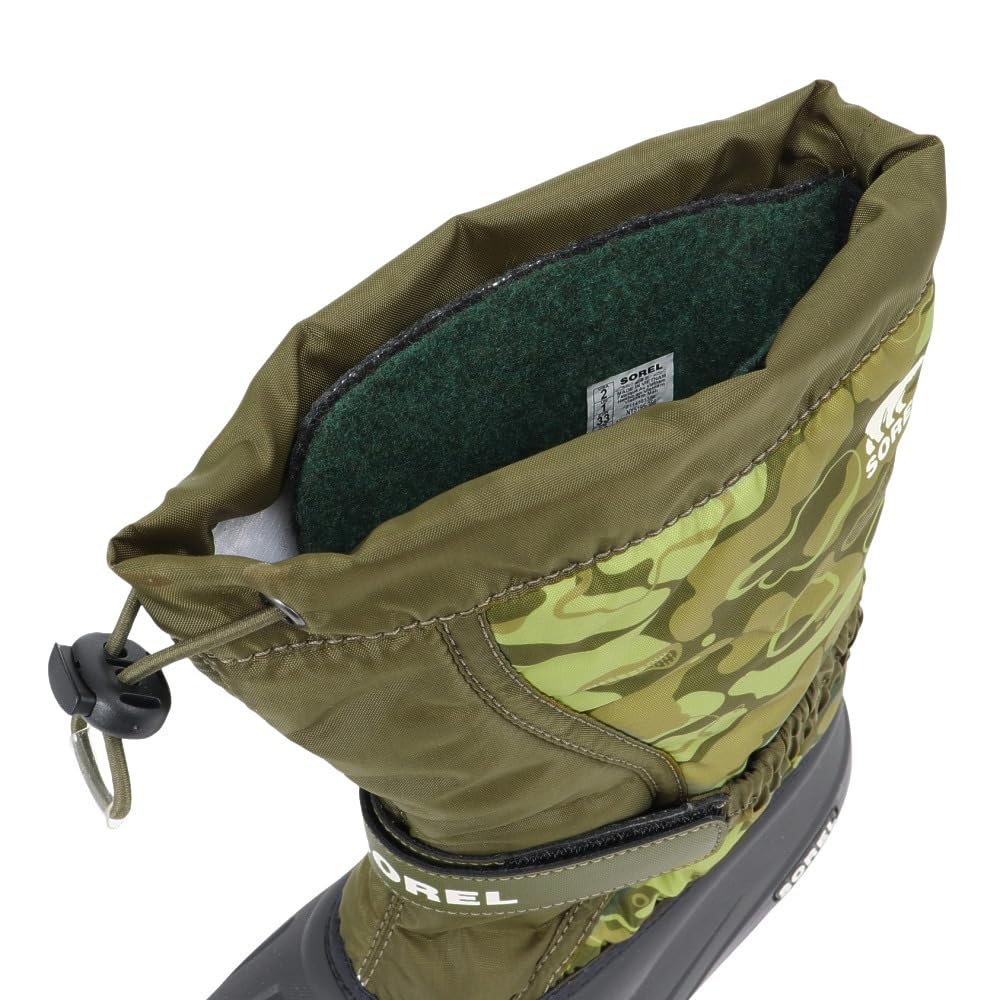 Sorel Flurry Youth Size Utility Savory Kids' Boots, Print, 20.0cm, Green,