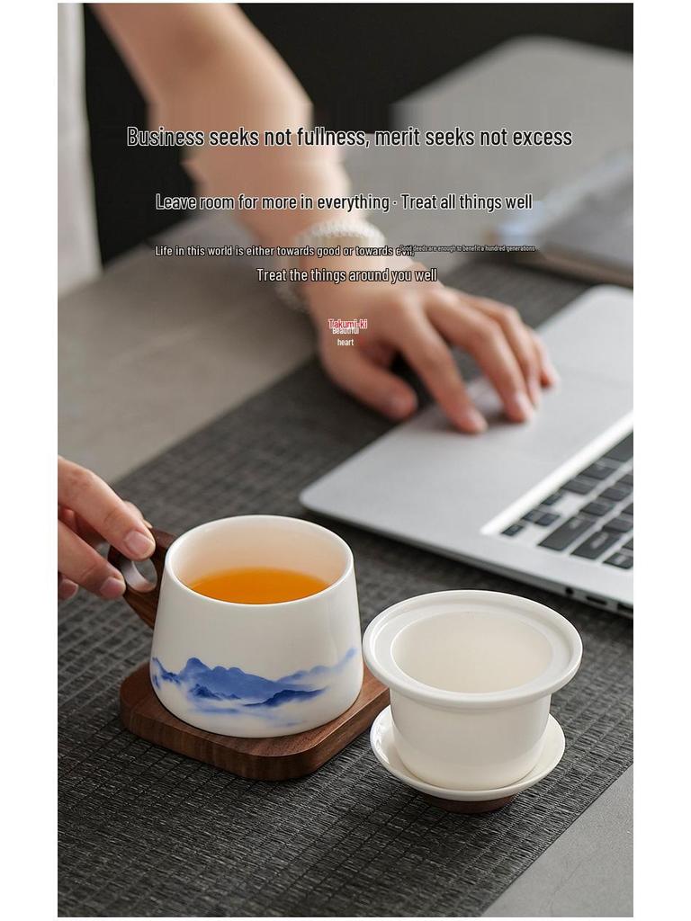 Exquisite Mutton Fat White Porcelain Tea & Coffee Infuser Cup for Home & Office