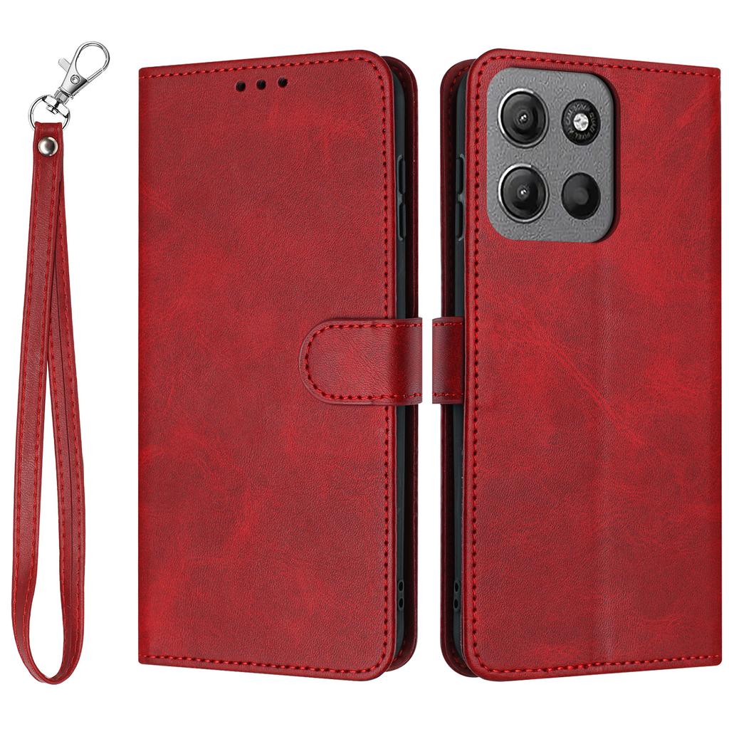 For Motorola Moto G15 4G Case Flip Stand PU Leather Wallet Phone Cover Calf Texture