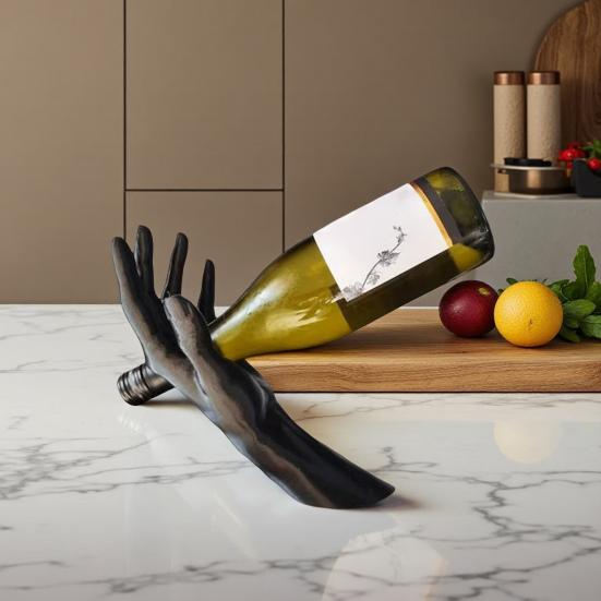 Hand Illusion Wine Bottle Holder Hand Shaped Beer Bottle Display Stand Organizer Rack Home Kitchen Bar Dining Table Desktop Decoration